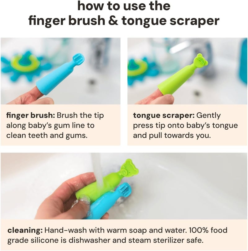 oogiebear Baby Finger Brush & Tongue Scraper - Gentle Oral Care, Soft Silicone, BPA-Free, for Infants & Toddlers - Image 3
